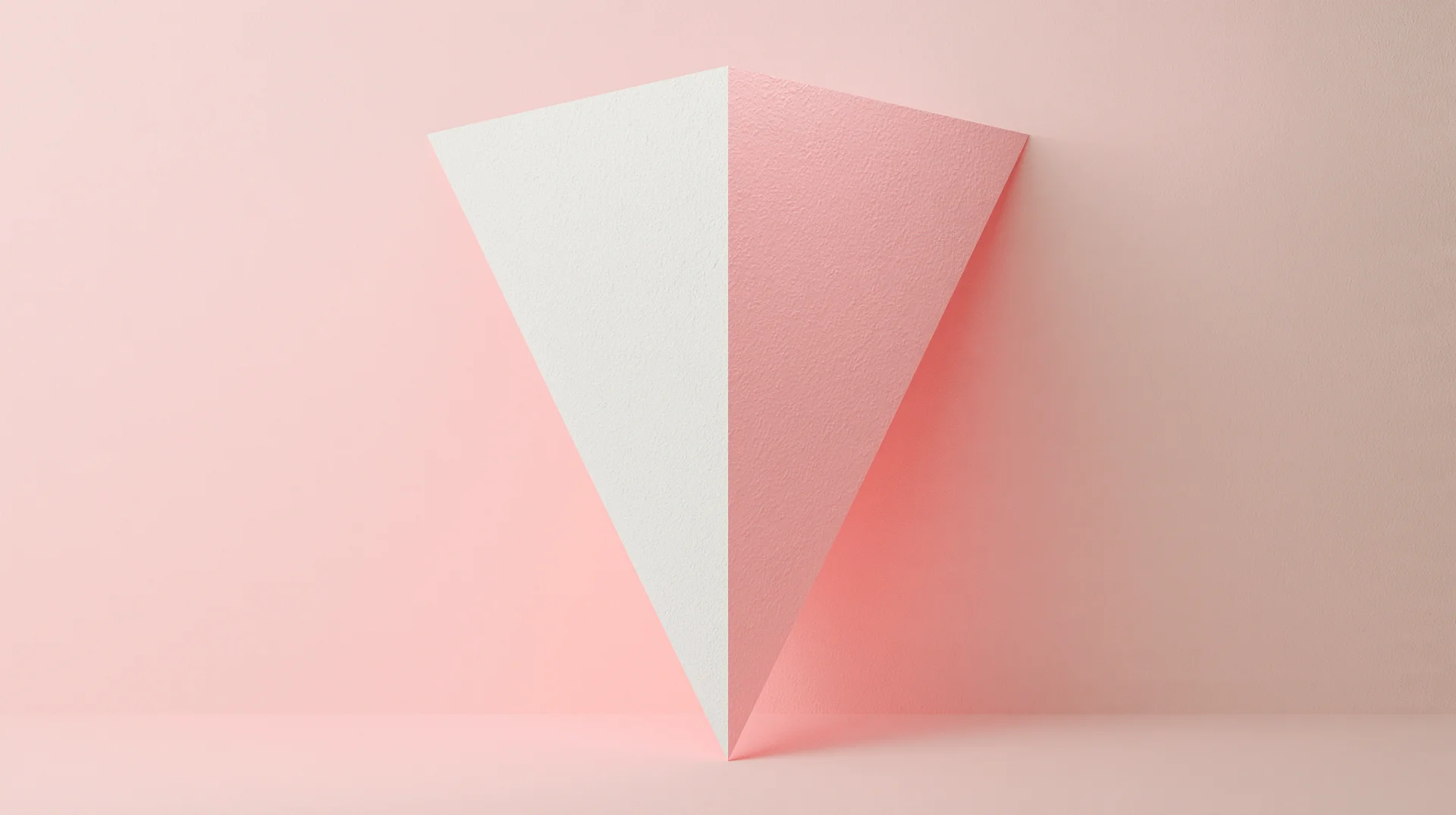 Blush geometric brand artwork — a folded paper form against a rose wall